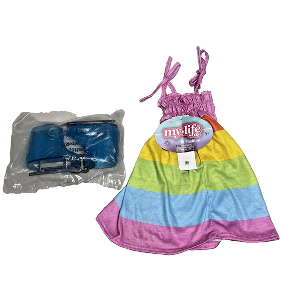 My Life As 18" Doll Blue Glitter Ice Skates & Colorful Summer Dress Lot of 2 NEW - Picture 6 of 6